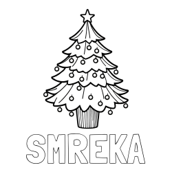 Online izdelana pobarvanka - Pobarvanka imena SMREKA in pobarvanka preproste božične smreke