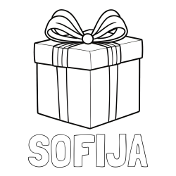 Online izdelana pobarvanka - Pobarvanka imena SOFIJA in pobarvanka darila s pentljo