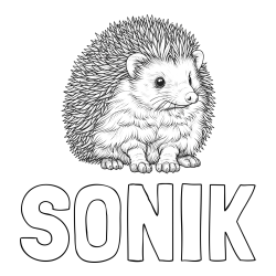 Online izdelana pobarvanka - Pobarvanka imena SONIK in pobarvanka nasmejanega ježa