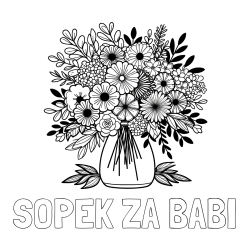 Online izdelana pobarvanka - Pobarvanka imena ŠOPEK ZA BABI in pobarvanka veliekga šopka rož