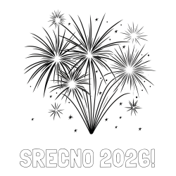 Online izdelana pobarvanka - Pobarvanka imena SREČNO 2026! in pobarvanke velikega ognjemeta