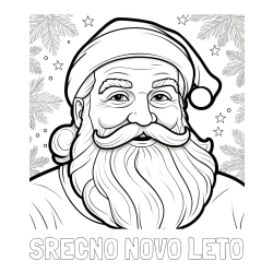 Online izdelana pobarvanka - Pobarvanka imena SREČNO NOVO LETO in Čudovita pobarvanka nasmejanega Božička