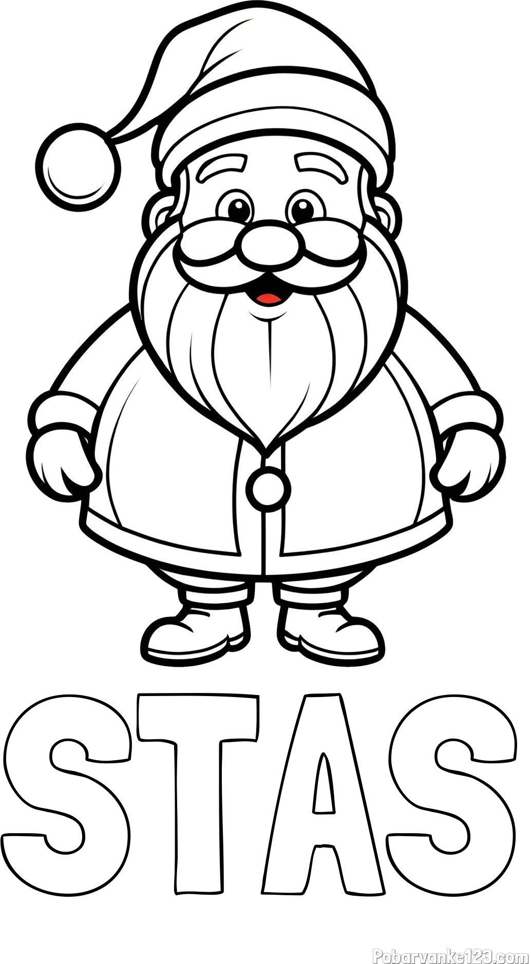 Pobarvanka imena STAŠ in otroška pobarvanka prikupnega Božička