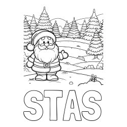 Online izdelana pobarvanka - Pobarvanka imena STAŠ in pobarvanka Božička v naravi