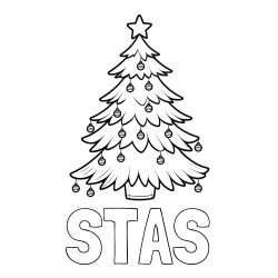 Online izdelana pobarvanka - Pobarvanka imena STAŠ in pobarvanka božične jelke z božično zvezdico in bunkicami
