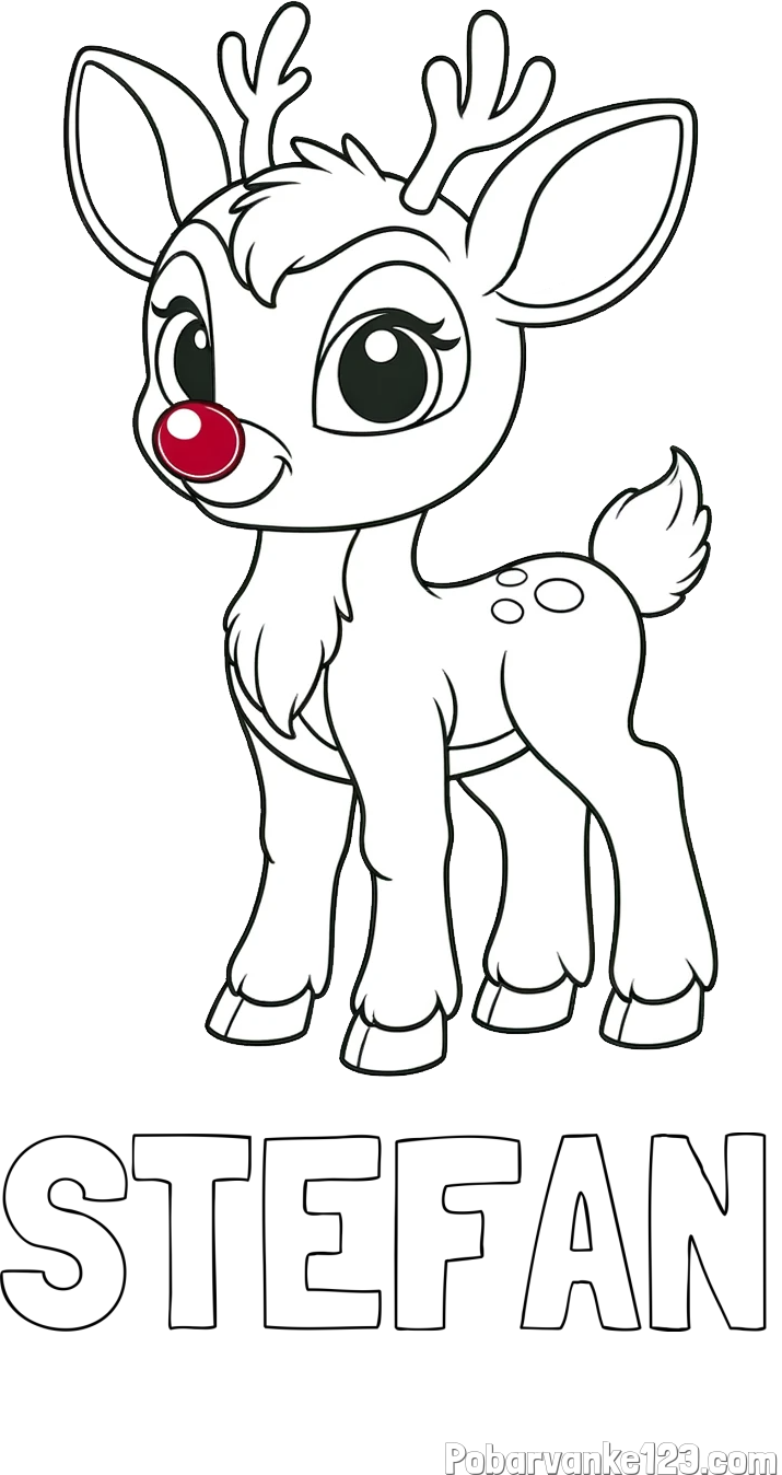 Pobarvanka imena ŠTEFAN in pobarvanka nasmejanega jelenčka Rudolfa