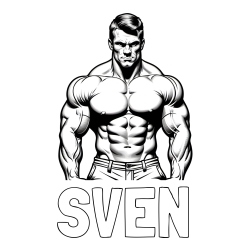Online izdelana pobarvanka - Pobarvanka imena SVEN in pobarvanka bodybuilder-ja