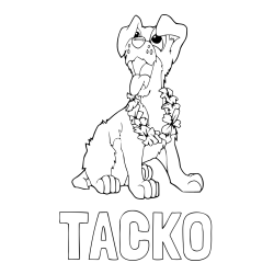 Online izdelana pobarvanka - Pobarvanka imena TAČKO in pobarvanka kužka