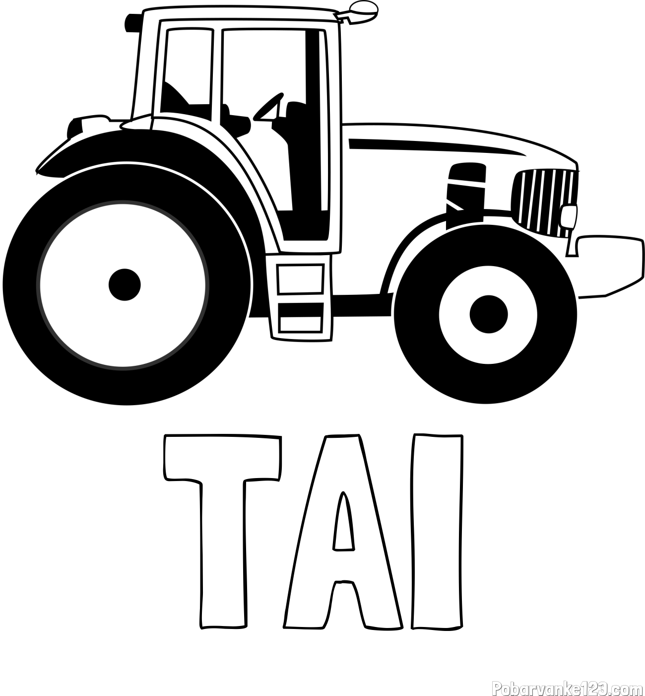 Pobarvanka imena TAI in pobarvanka velikega in zmogljivega traktorja