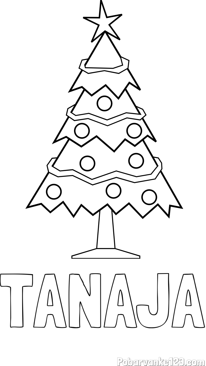 Pobarvanka imena TANAJA in pobarvanka božične smrečice