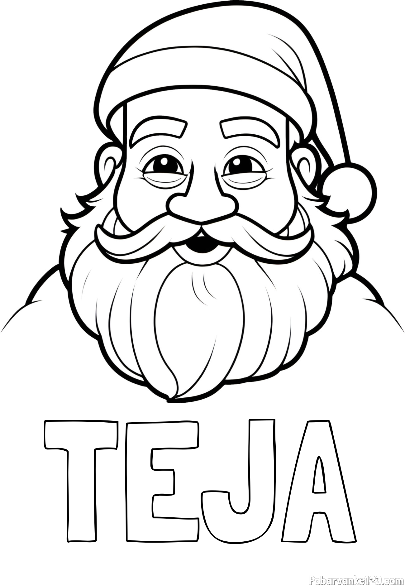 Pobarvanka imena TEJA in pobarvanka utrujenega Božička