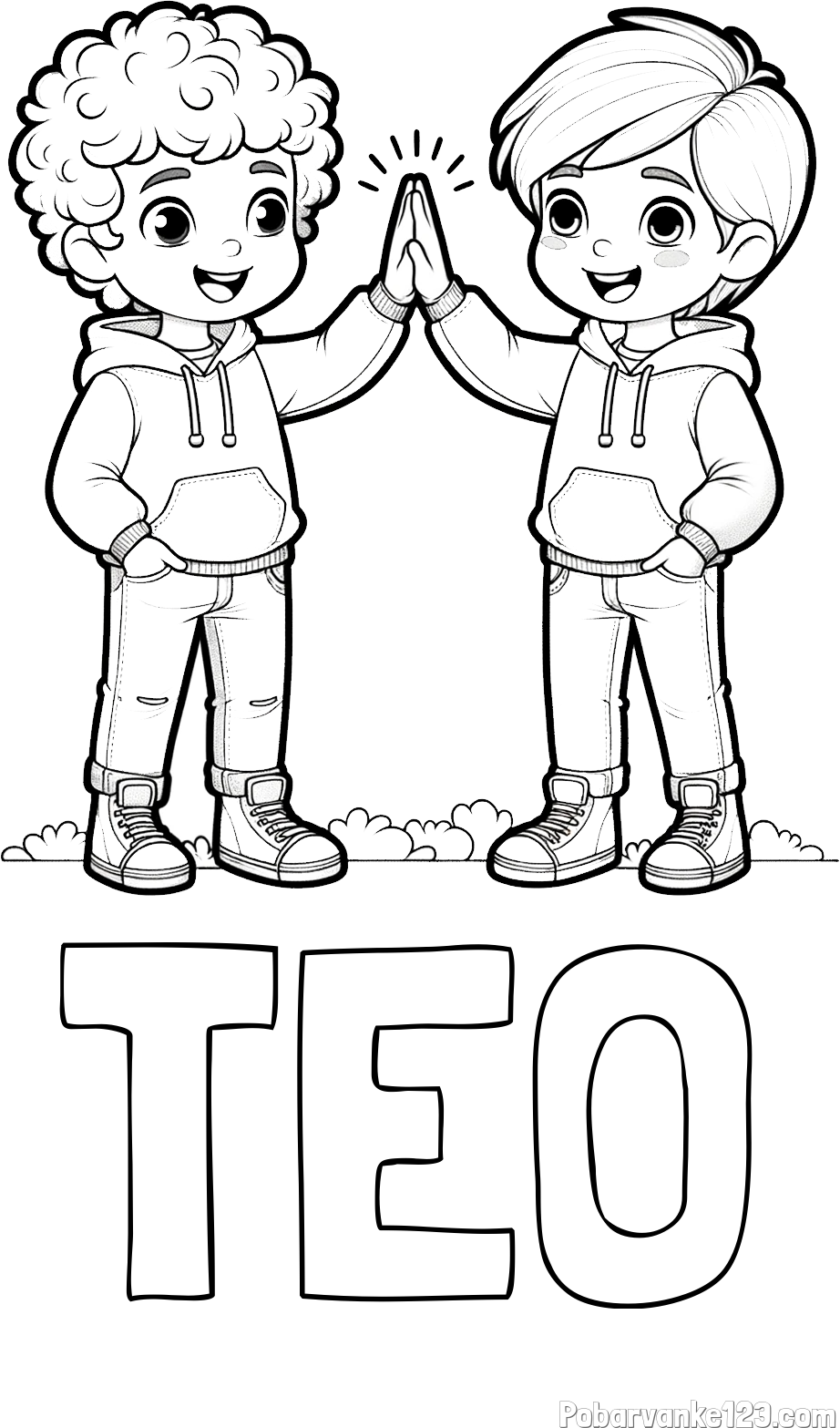 Pobarvanka imena TEO in pobarvanka prijatlejev