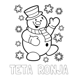 Online izdelana pobarvanka - Pobarvanka imena TETA  RONJA in pobarvanka veselega snežaka