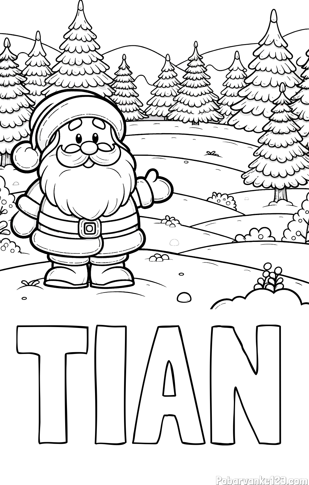 Pobarvanka imena TIAN in pobarvanka Božička v naravi