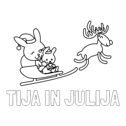 Online izdelana pobarvanka - Pobarvanka imena TIJA IN JULIJA in božične sani