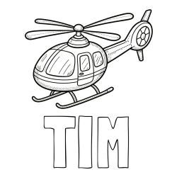 Online izdelana pobarvanka - Pobarvanka imena TIM in pobarvanka manjšega helikopterja