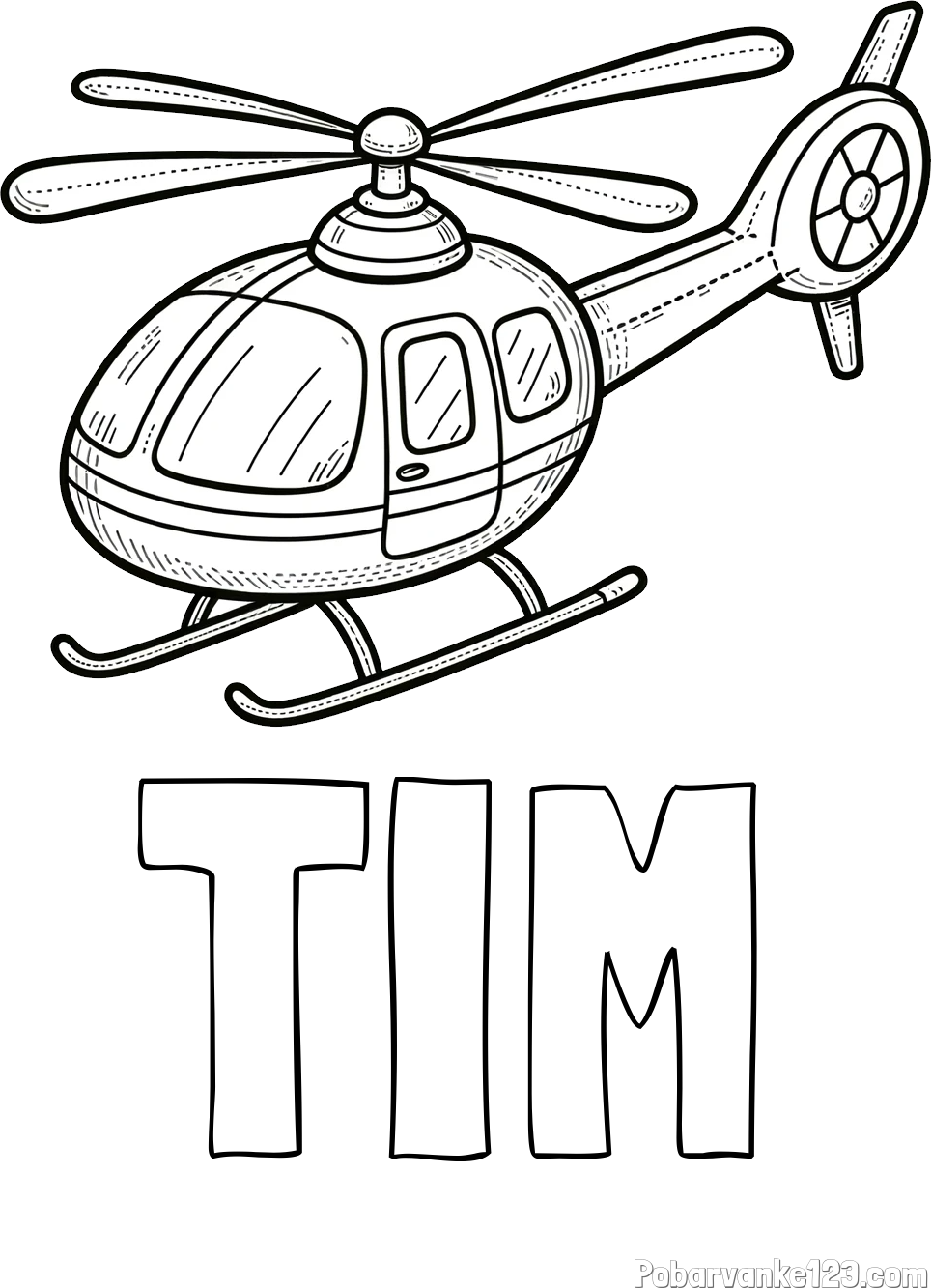 Pobarvanka imena TIM in pobarvanka manjšega helikopterja