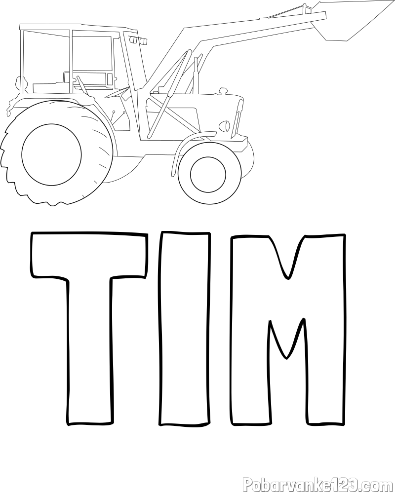 Pobarvanka imena TIM in traktor 2