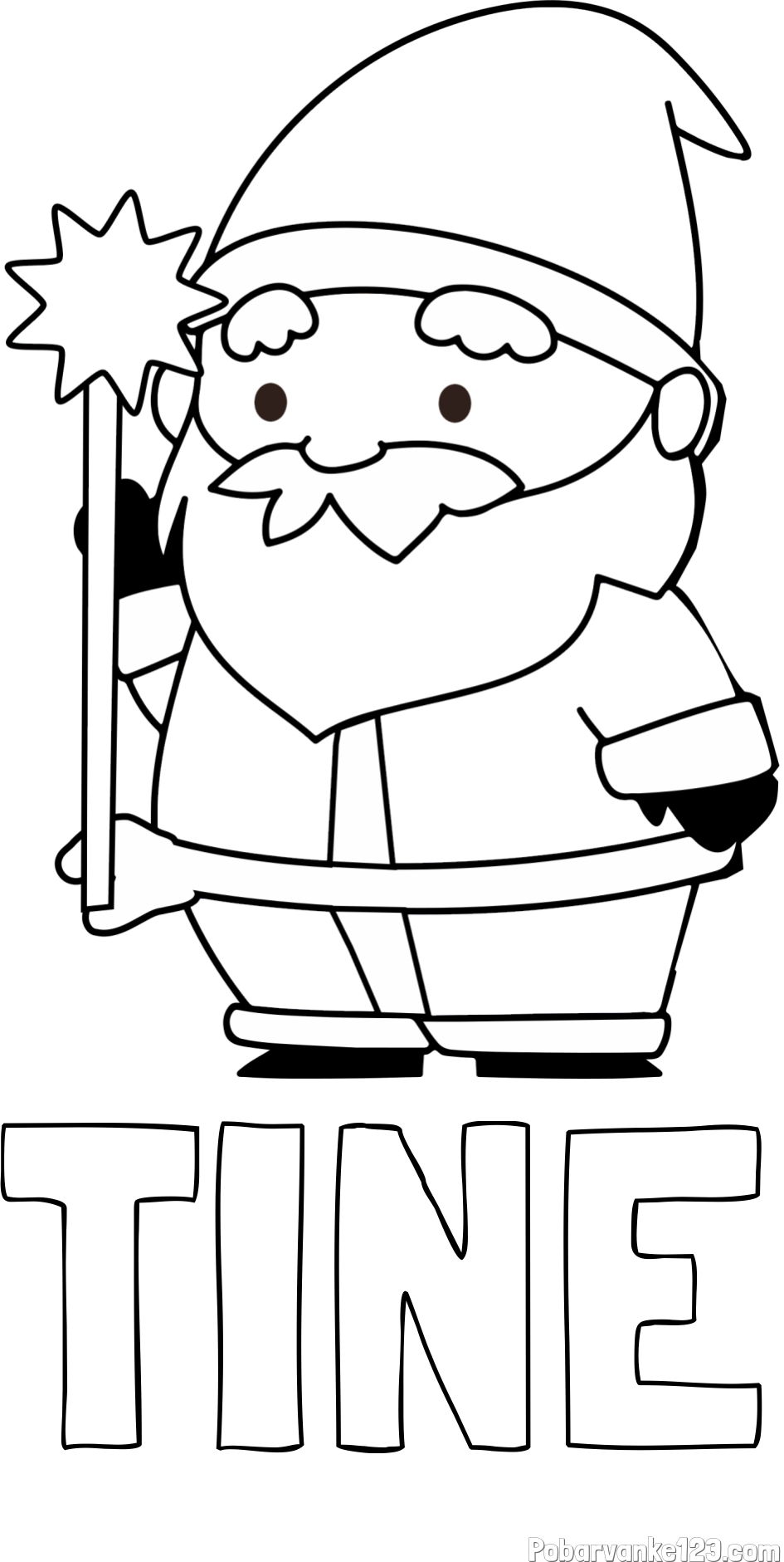 Pobarvanka imena TINE in dedek Mraz