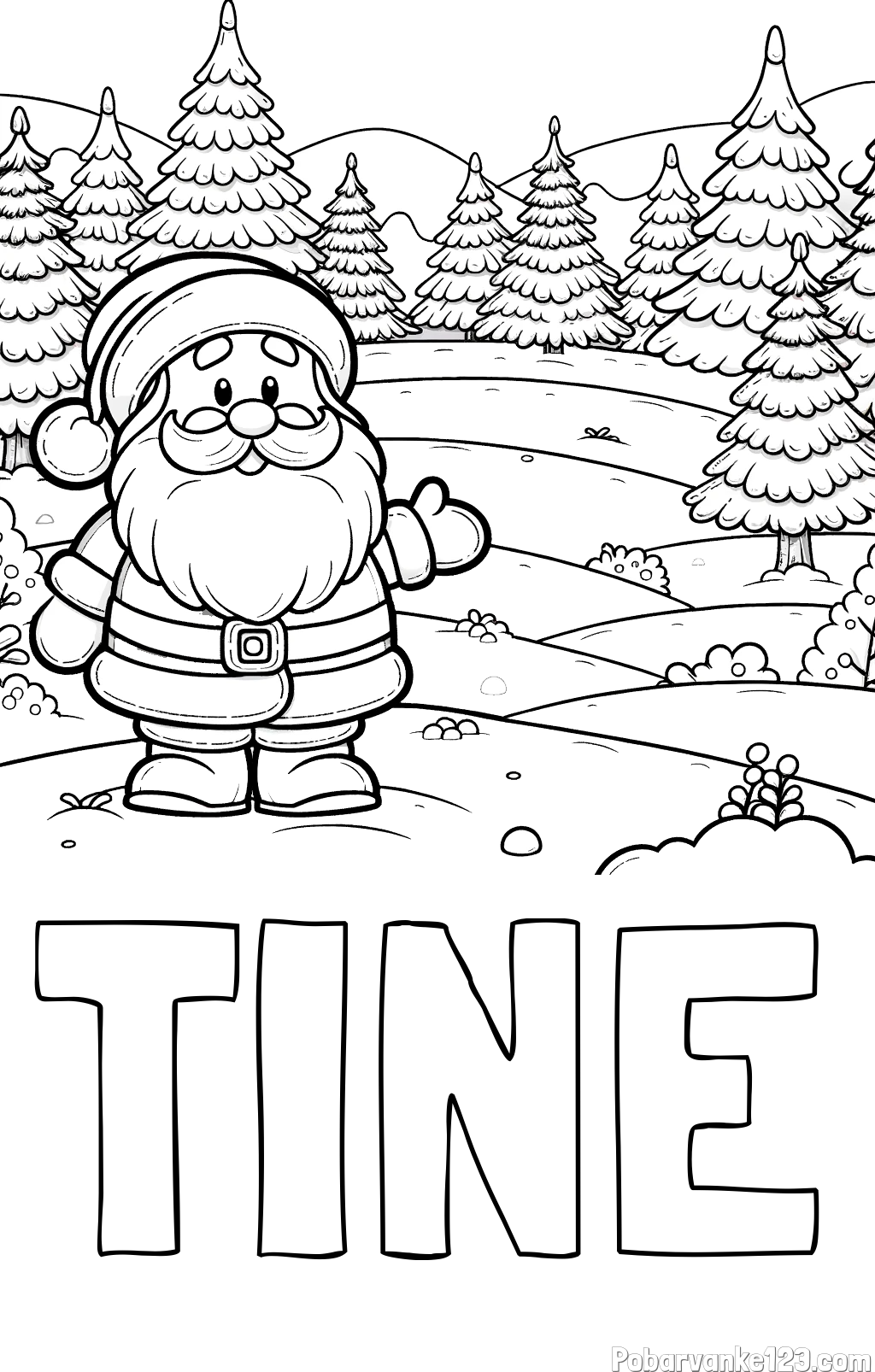 Pobarvanka imena TINE in pobarvanka Božička v naravi