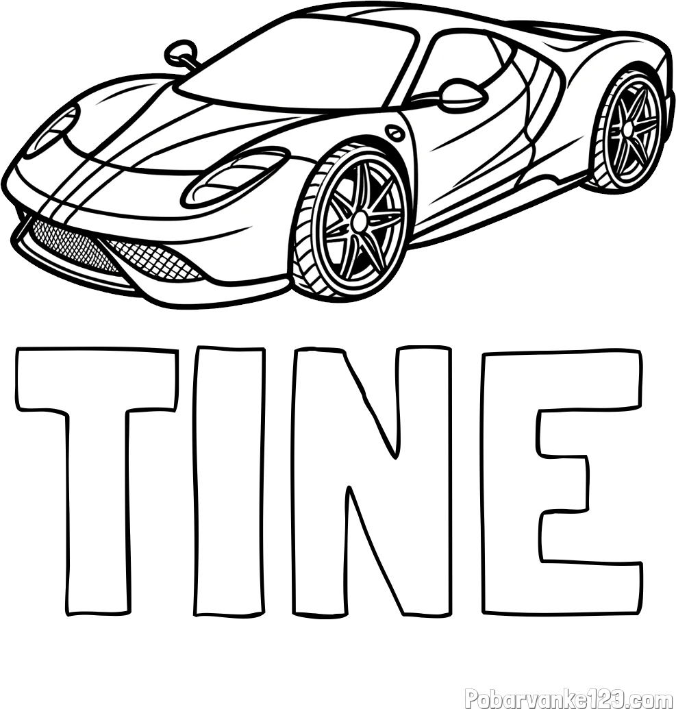 Pobarvanka imena TINE in pobarvanka dirkalnega avtomobila