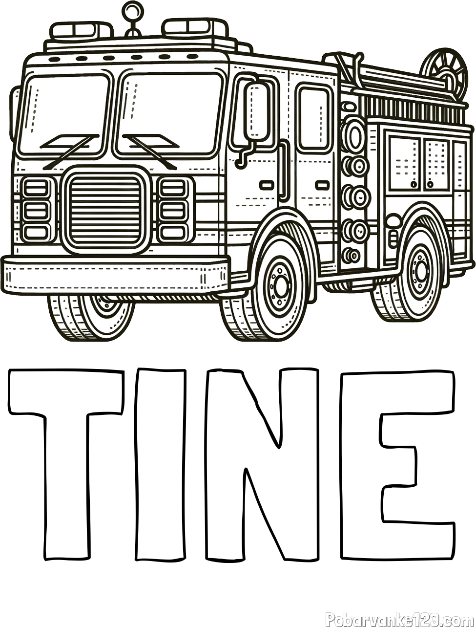 Pobarvanka imena TINE in pobarvanka gasilskega avta