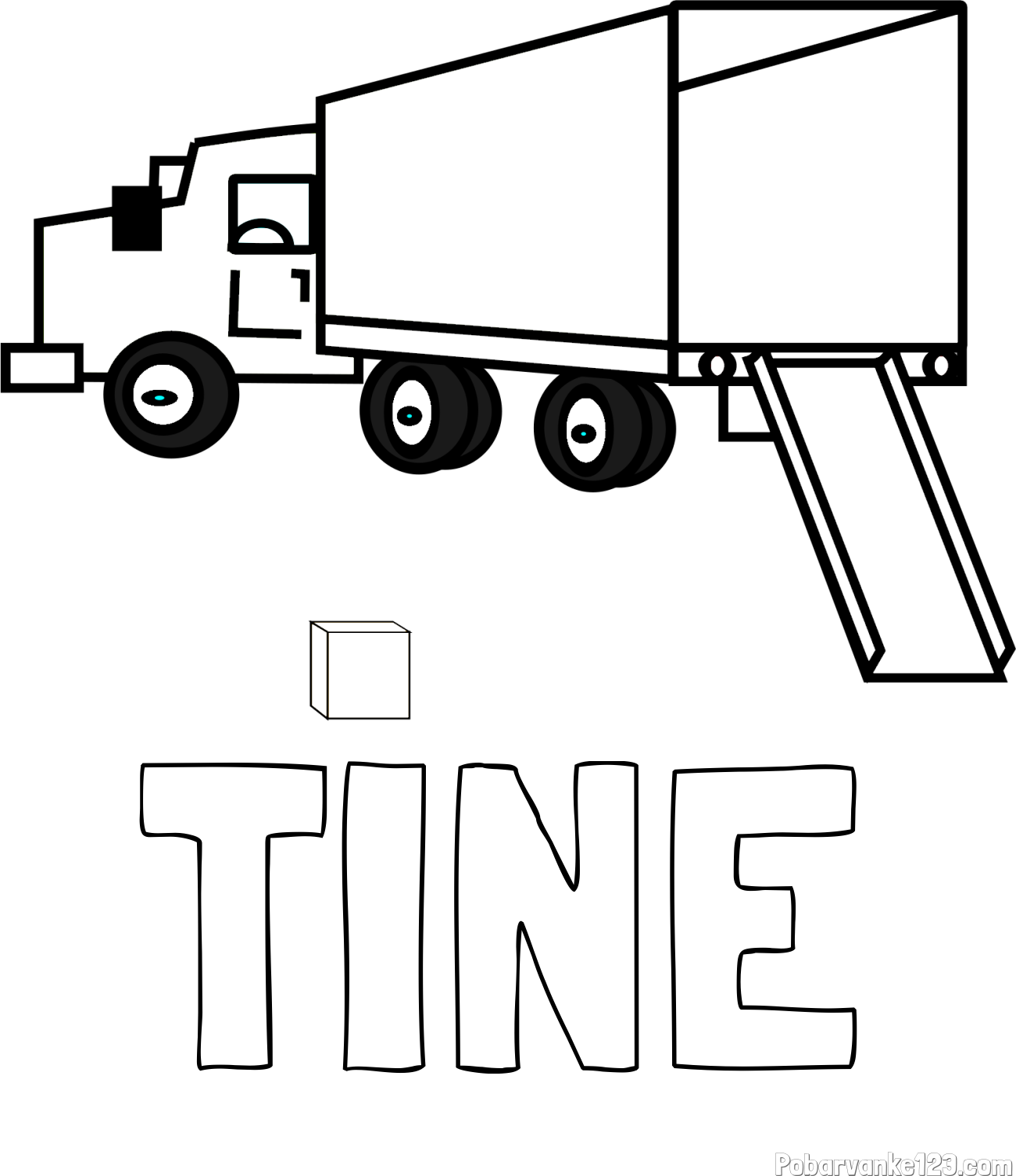 Pobarvanka imena TINE in pobarvanka velikega tovornjaka pri nakladanju