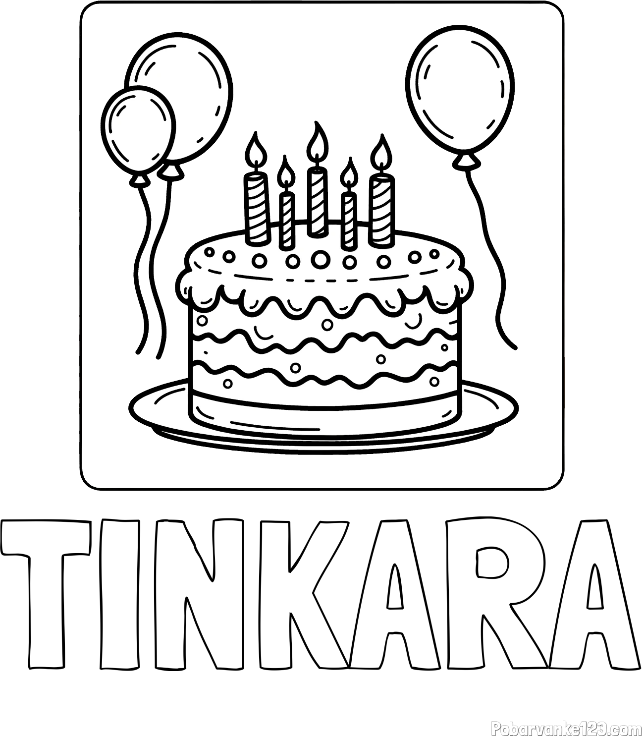 Pobarvanka imena TINKARA in pobarvanka torte za 5. rojstni dan