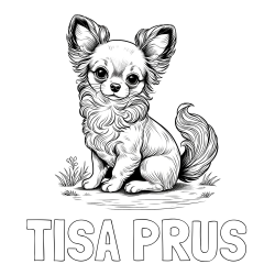 Online izdelana pobarvanka - Pobarvanka imena TISA PRUS in pobarvanka ljubke čivave