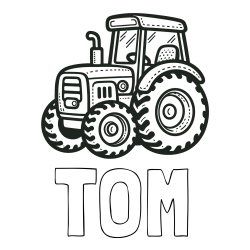 Online izdelana pobarvanka - Pobarvanka imena TOM in pobarvanka čudovitega traktorja