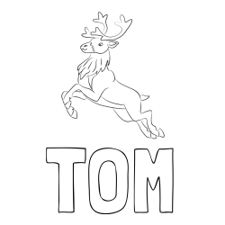 Online izdelana pobarvanka - Pobarvanka imena TOM in pobarvanka jelenčka Rudolfa