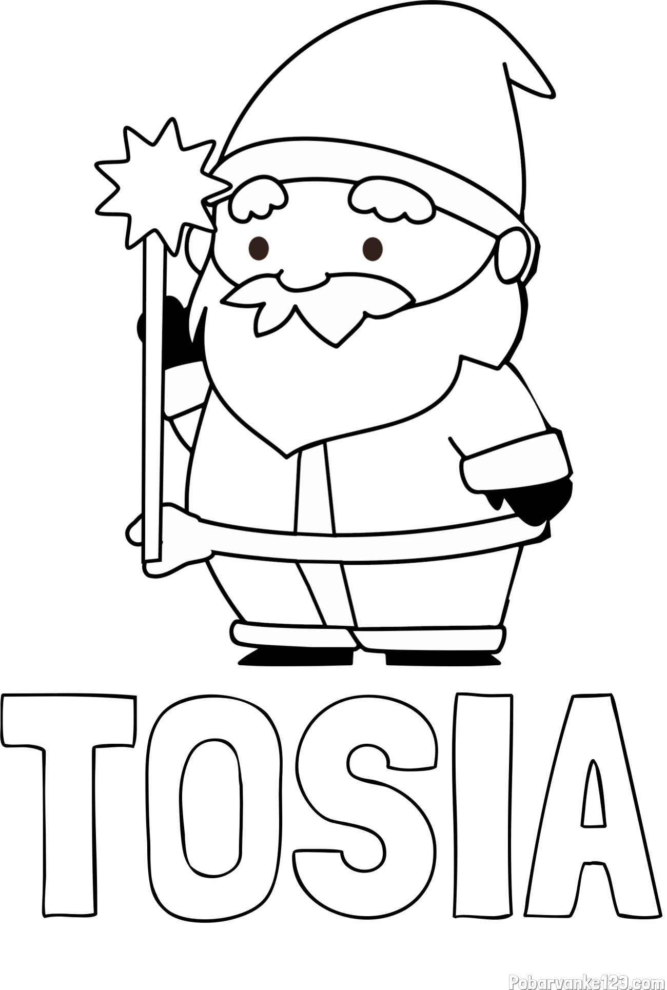 Pobarvanka imena TOSIA in dedek Mraz