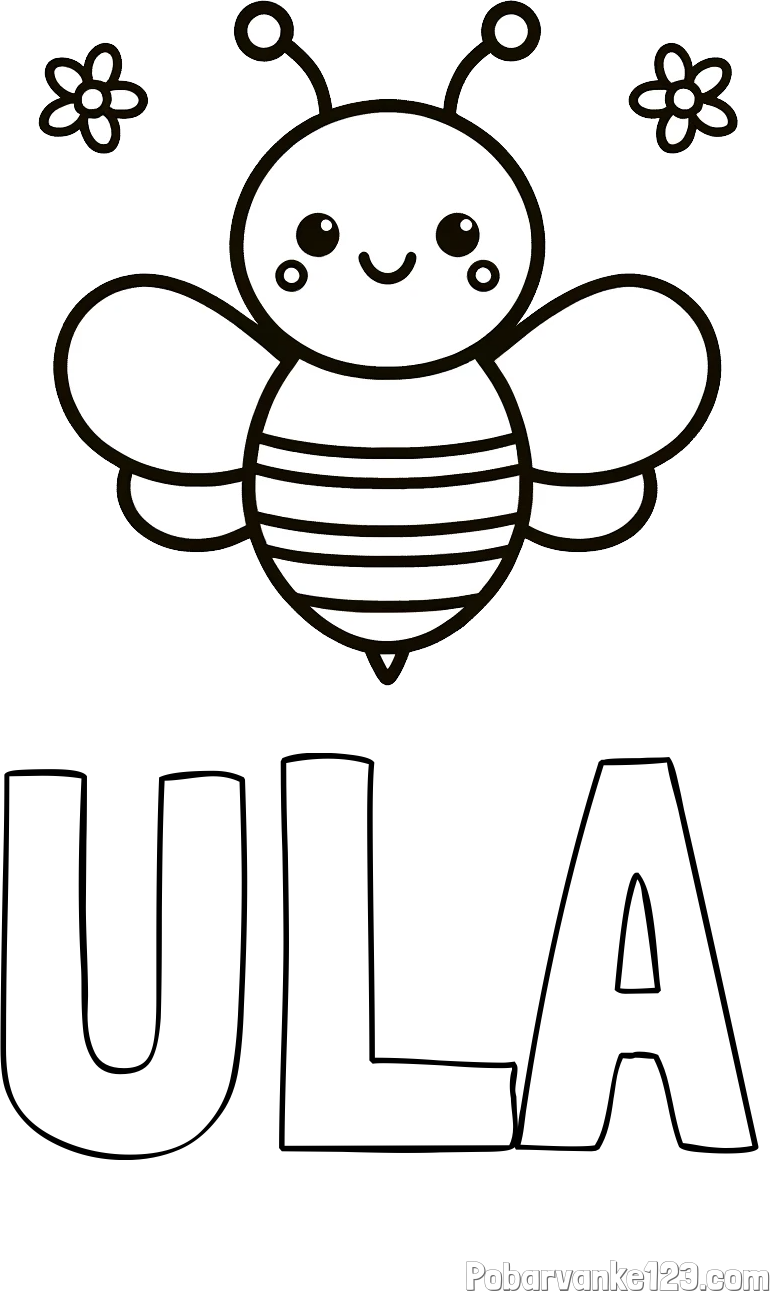 Pobarvanka imena ULA in otroška pobarvanka čebele
