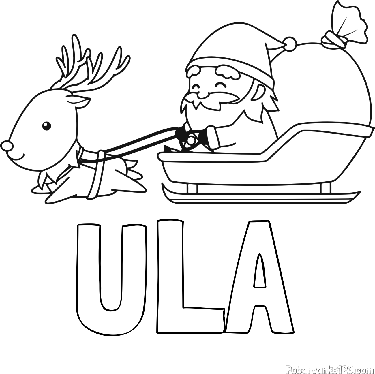 Pobarvanka imena ULA in pobarvanka Božička na saneh ter jelenčka Rudolfa