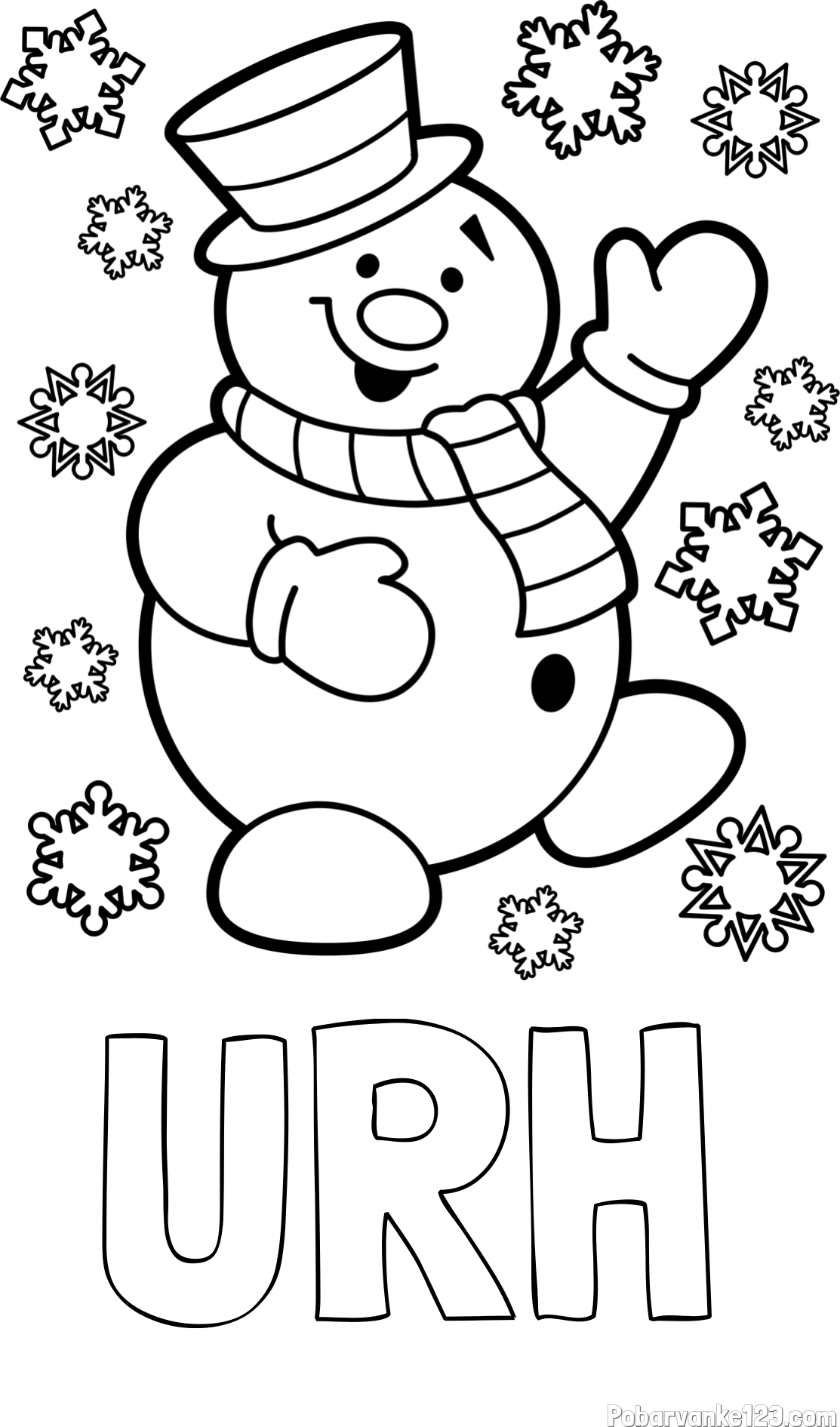 Pobarvanka imena URH in pobarvanka veselega snežaka