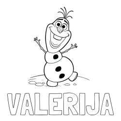 Online izdelana pobarvanka - Pobarvanka imena VALERIJA in pobarvaka lubkega snežaka Olaf