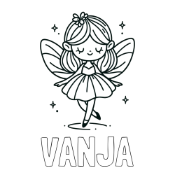 Online izdelana pobarvanka - Pobarvanka imena VANJA in enostavna pobarvanka čarobne vile