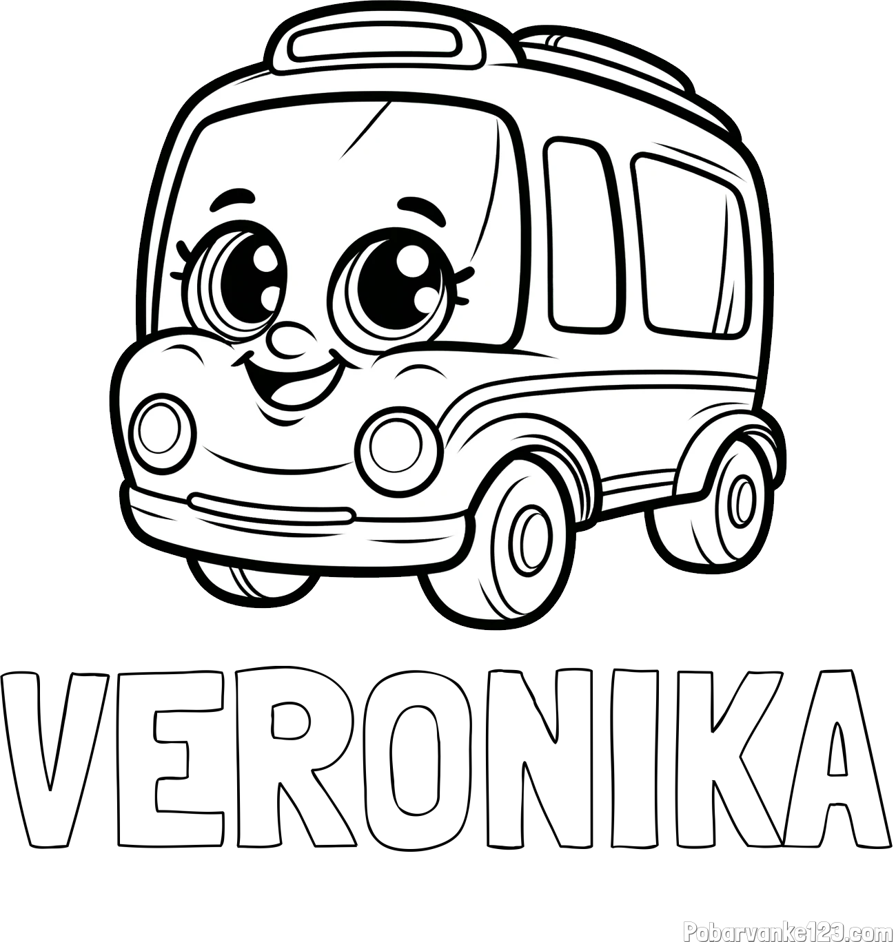 Pobarvanka imena VERONIKA in pobarvanka nasmejanega avtobusa