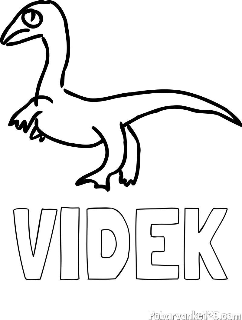 Pobarvanka imena VIDEK in pobarvanka žalostnega dinozavra