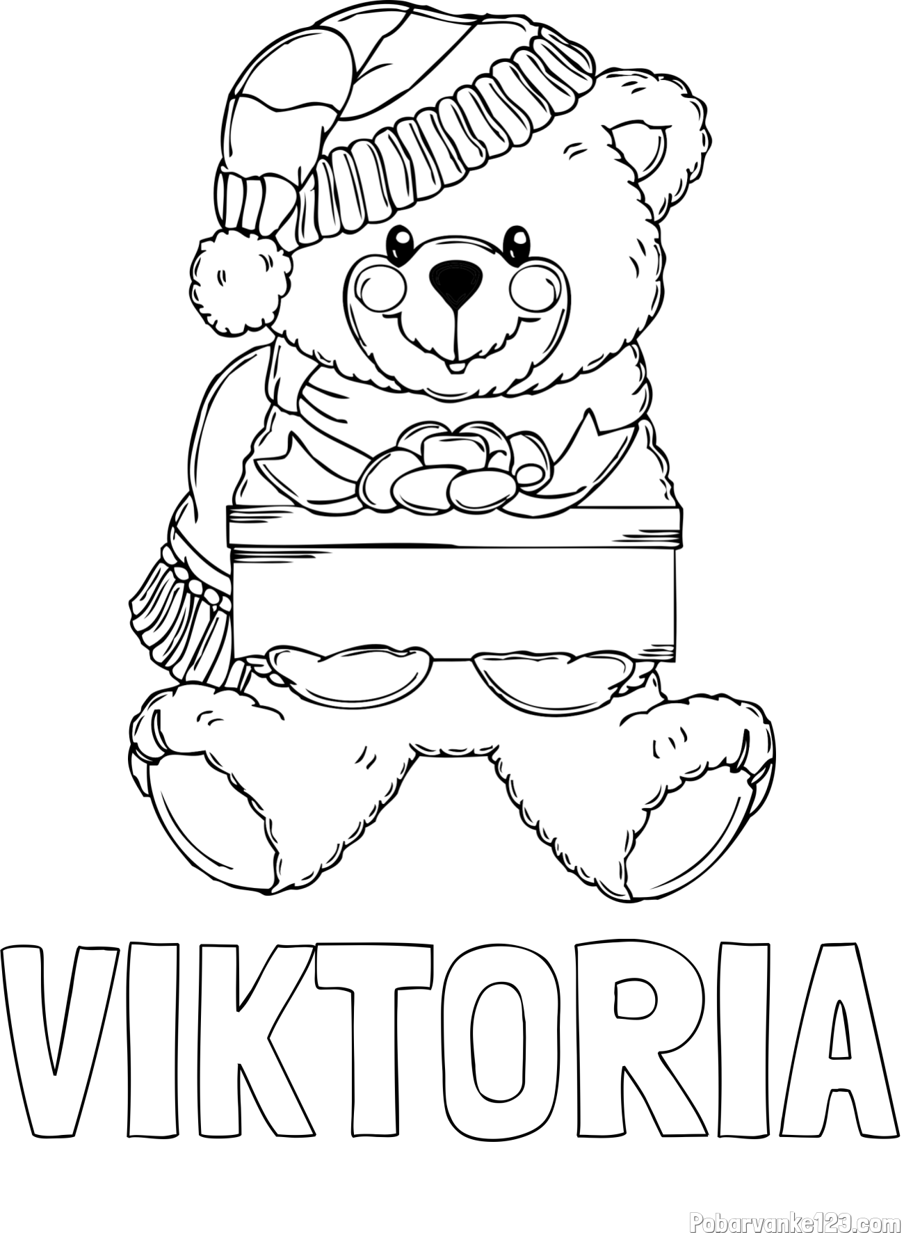 Pobarvanka imena VIKTORIA in pobarvanka ljubkega medvedka