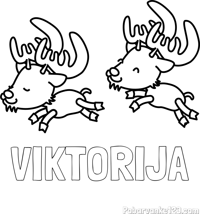 Pobarvanka imena VIKTORIJA in jelenčka