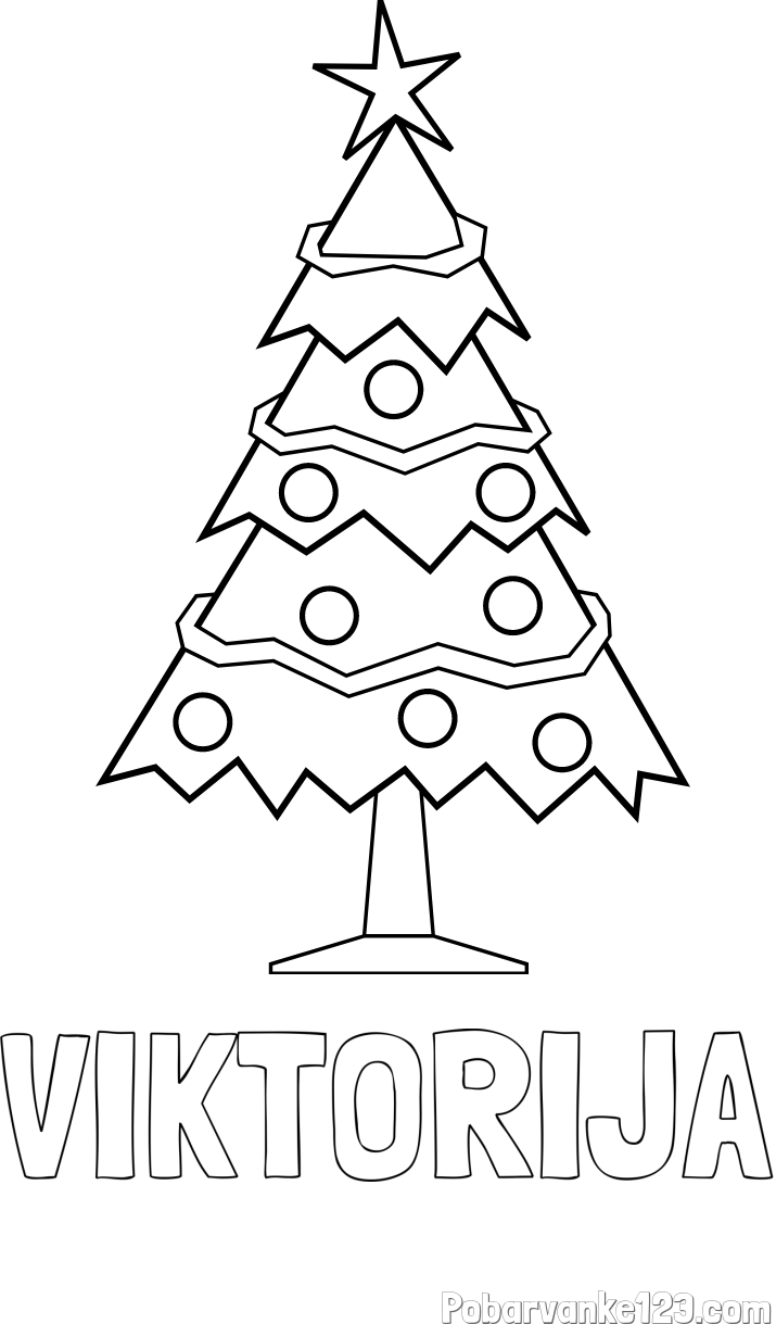 Pobarvanka imena VIKTORIJA in pobarvanka božične smrečice