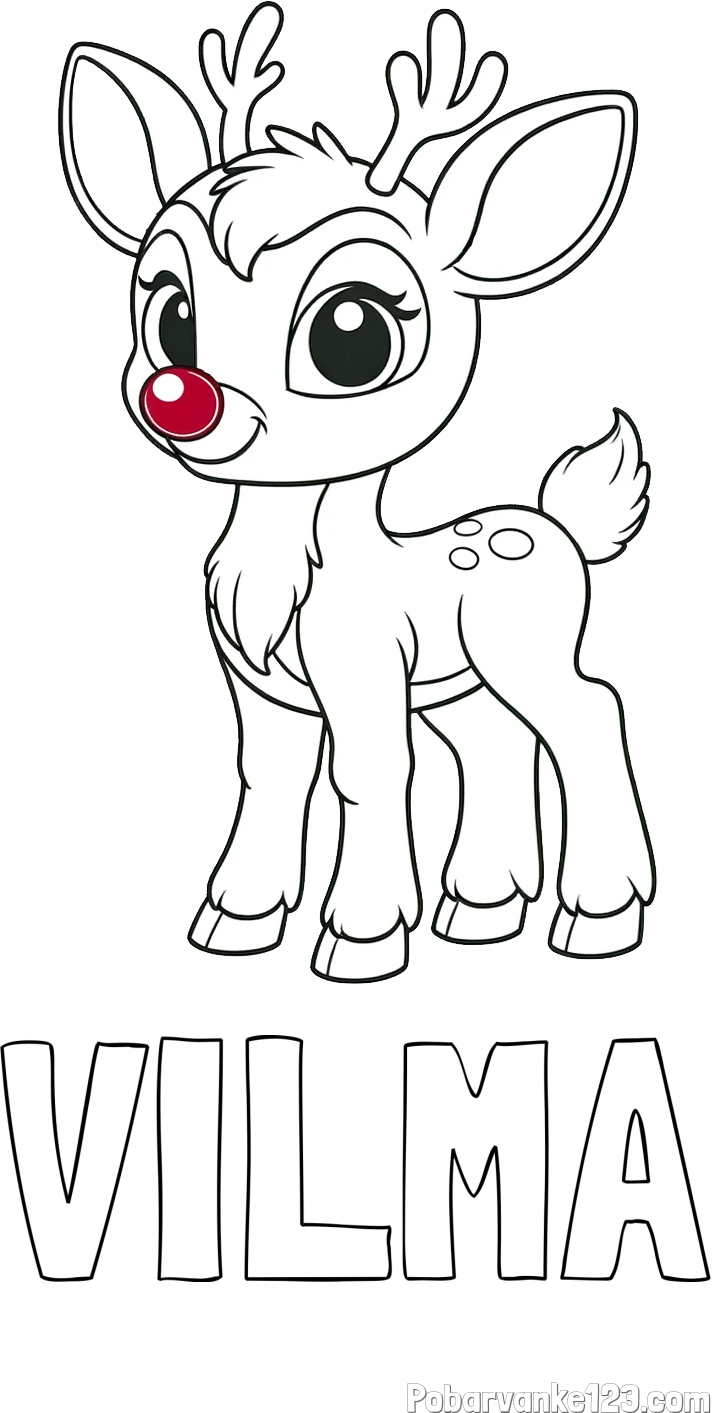 Pobarvanka imena VILMA in pobarvanka nasmejanega jelenčka Rudolfa