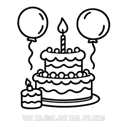 Online izdelana pobarvanka - Pobarvanka imena VSE NAJBOLJŠE OMA JULČKA! in pobarvanka velike rojstnodnevne torte