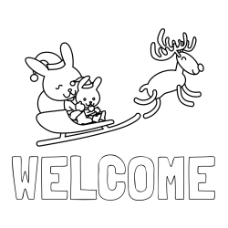 Online izdelana pobarvanka - Pobarvanka imena WELCOME in božične sani