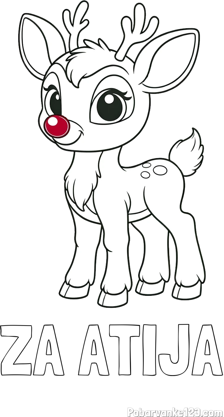 Pobarvanka imena ZA ATIJA in pobarvanka nasmejanega jelenčka Rudolfa