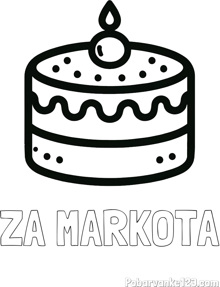 Pobarvanka imena ZA MARKOTA in otroška pobarvanka majhne torte