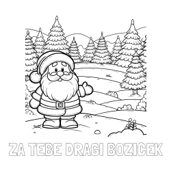 Online izdelana pobarvanka - Pobarvanka imena ZA TEBE DRAGI BOŽIČEK in pobarvanka Božička v naravi