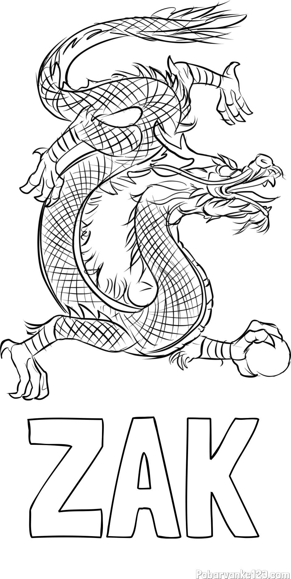 Pobarvanka imena ŽAK in pobarvanka kitajskega zmaja