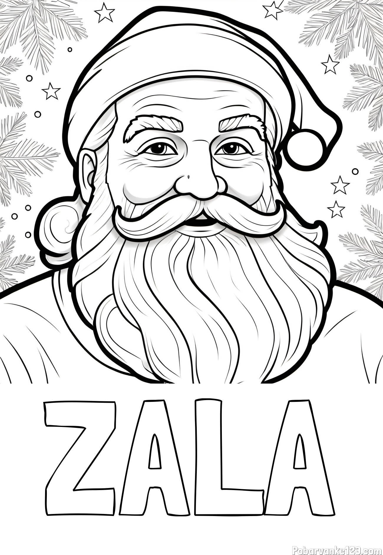 Pobarvanka imena ZALA in Čudovita pobarvanka nasmejanega Božička